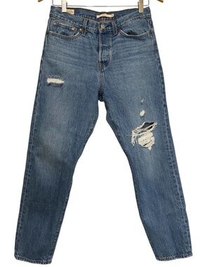 Levi’s Wedgie Ripped Distressed Mom Skinny Jeans Size 28 100% Cotton